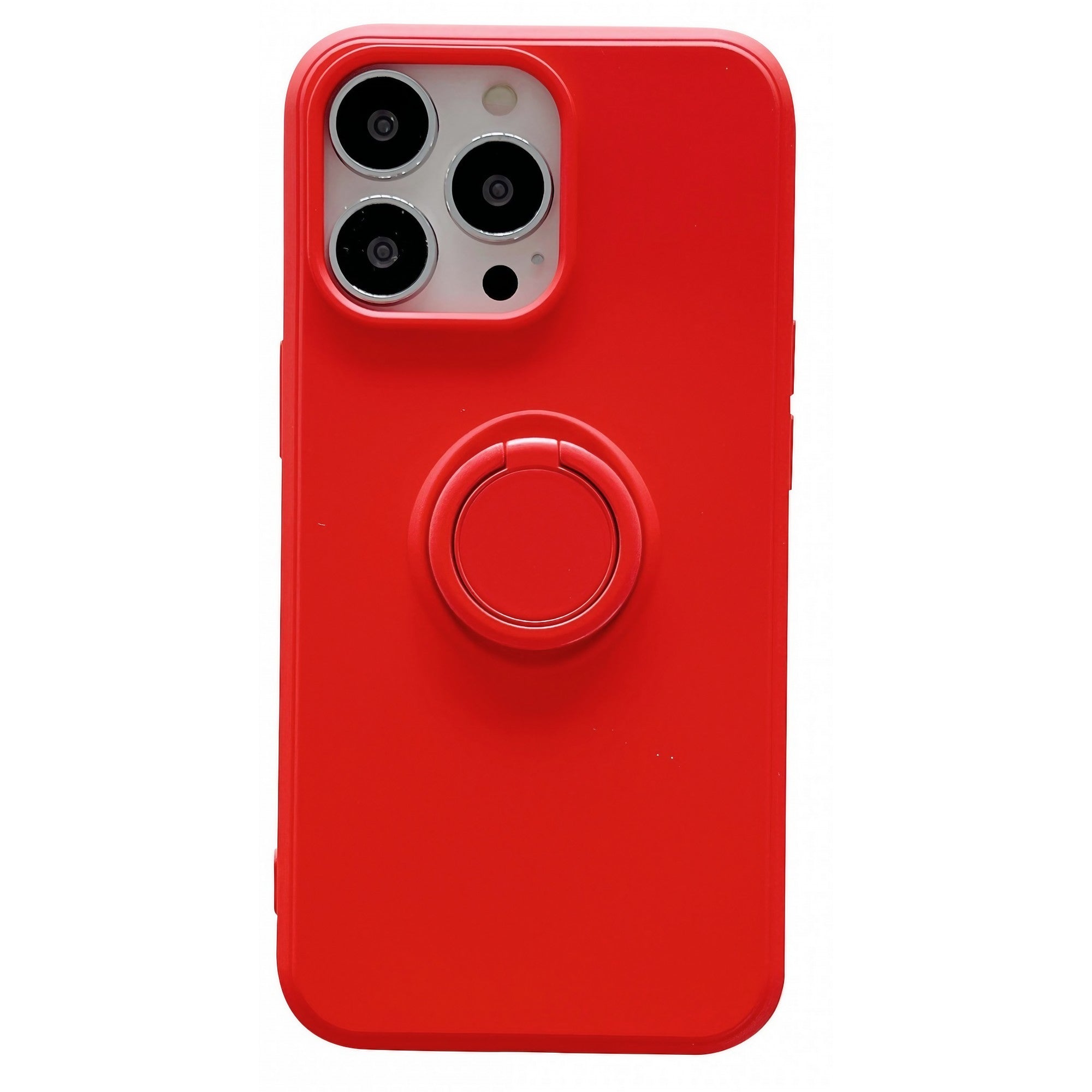 Husa protectie Kaveny compatibila cu Samsung Galaxy A12 Liquid Silicone Ring cu suport rotativ Rosu