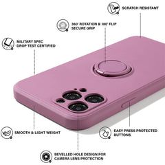 Husa protectie Kaveny compatibila cu Samsung Galaxy A52 Liquid Silicone Ring cu suport rotativ Mov