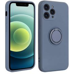 Husa protectie Kaveny compatibila cu Samsung Galaxy A71 Liquid Silicone Ring cu suport rotativ Albastru deschis
