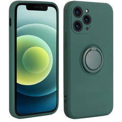 Husa protectie Kaveny compatibila cu Samsung Galaxy A71 Liquid Silicone Ring cu suport rotativ Verde