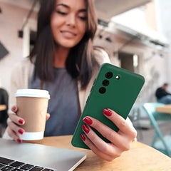 Husa Protectie, Kaveny, compatibila cu Samsung S21 5G, Liquid Silicone, Verde
