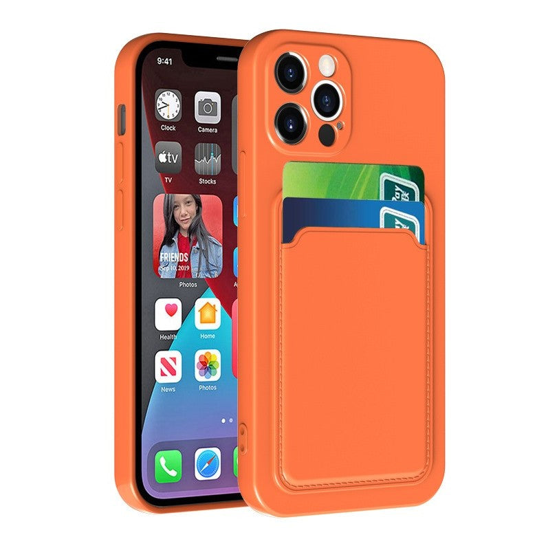 Husa protectie Kaveny cu suport card compatibila cu Apple iPhone 12 Mini Portocaliu