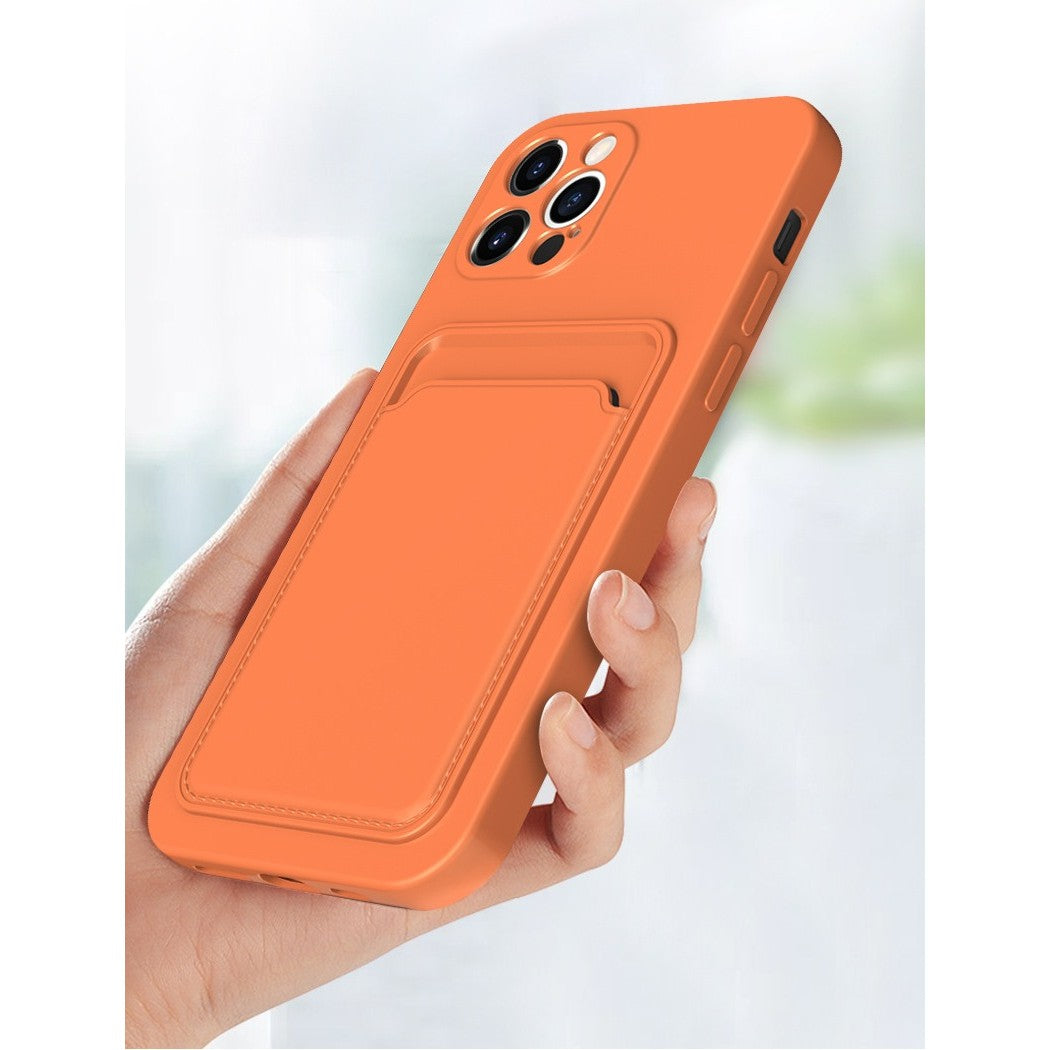 Husa protectie Kaveny cu suport card compatibila cu Apple iPhone 12 Mini Portocaliu