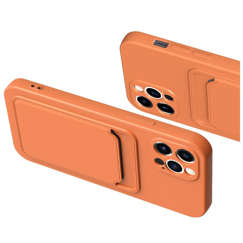 Husa protectie Kaveny cu suport card compatibila cu Apple iPhone 12 Mini Portocaliu