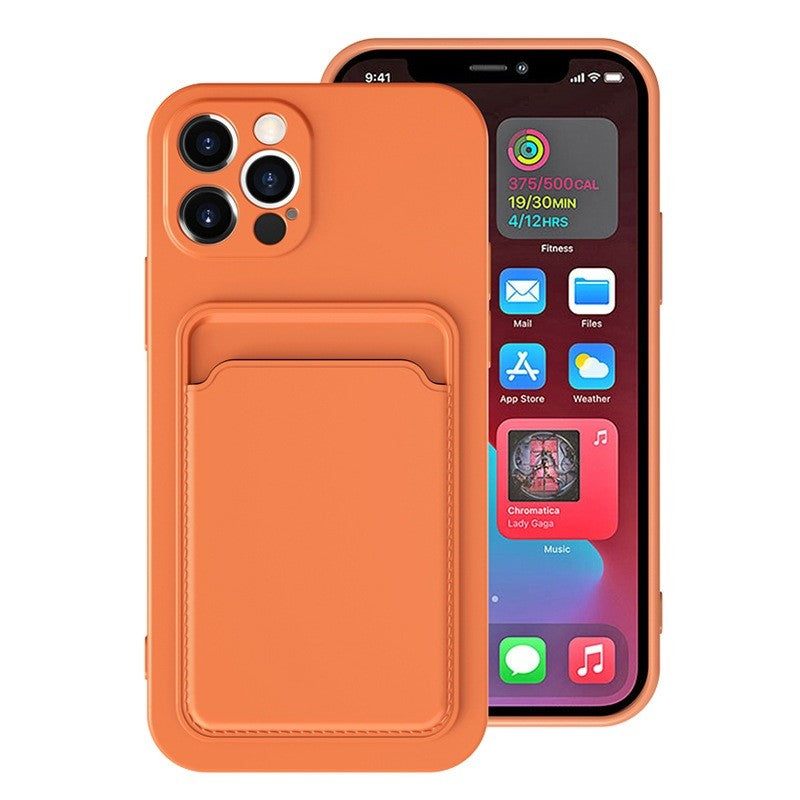 Husa protectie Kaveny cu suport card compatibila cu Apple iPhone 12 Mini Portocaliu