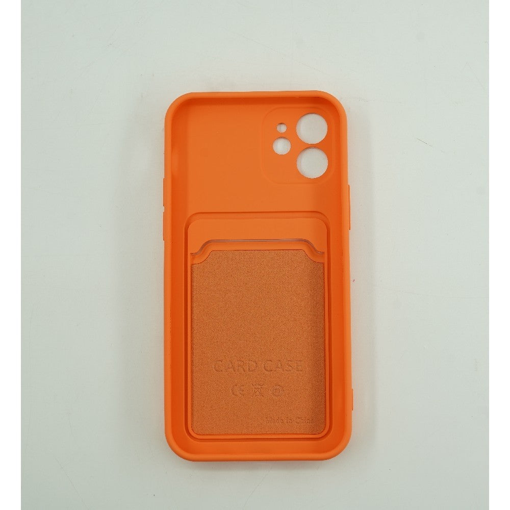 Husa protectie Kaveny cu suport card compatibila cu Apple iPhone 12 Portocaliu