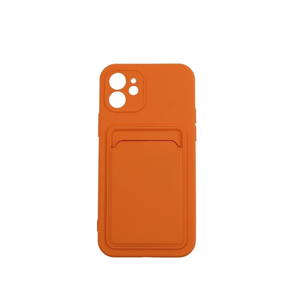 Husa protectie Kaveny cu suport card compatibila cu Apple iPhone 12 Portocaliu