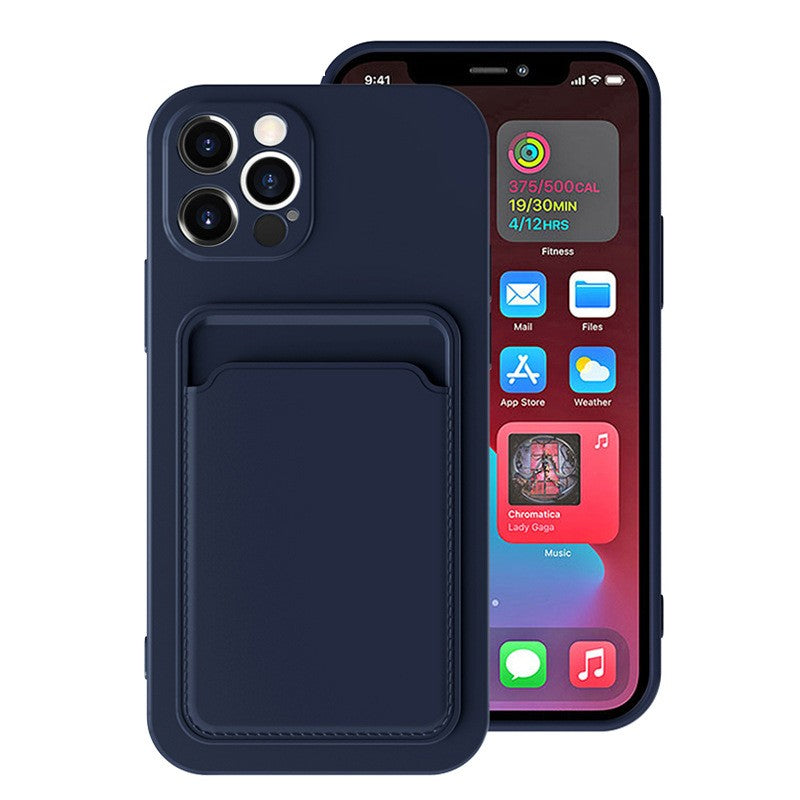 Husa protectie Kaveny cu suport card compatibila cu Apple iPhone 12 Pro Albastru inchis