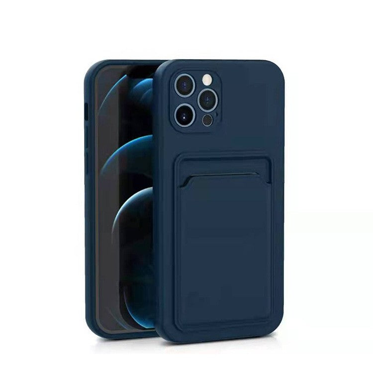 Husa protectie Kaveny cu suport card compatibila cu Apple iPhone 12 Pro Albastru inchis