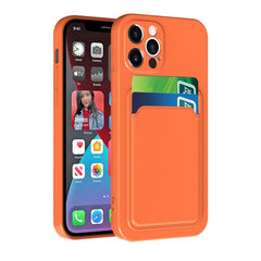 Husa protectie Kaveny cu suport card compatibila cu Apple iPhone 12 Pro Portocaliu