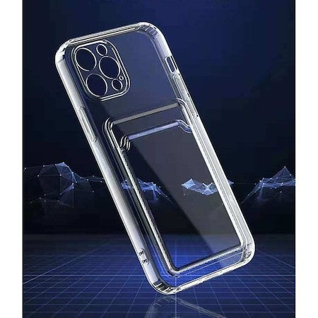 Husa protectie Kaveny cu suport card compatibila cu Apple iPhone 12 Transparent