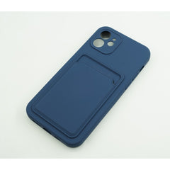 Husa protectie Kaveny cu suport card compatibila cu Apple iPhone 12 Mini Albastru inchis