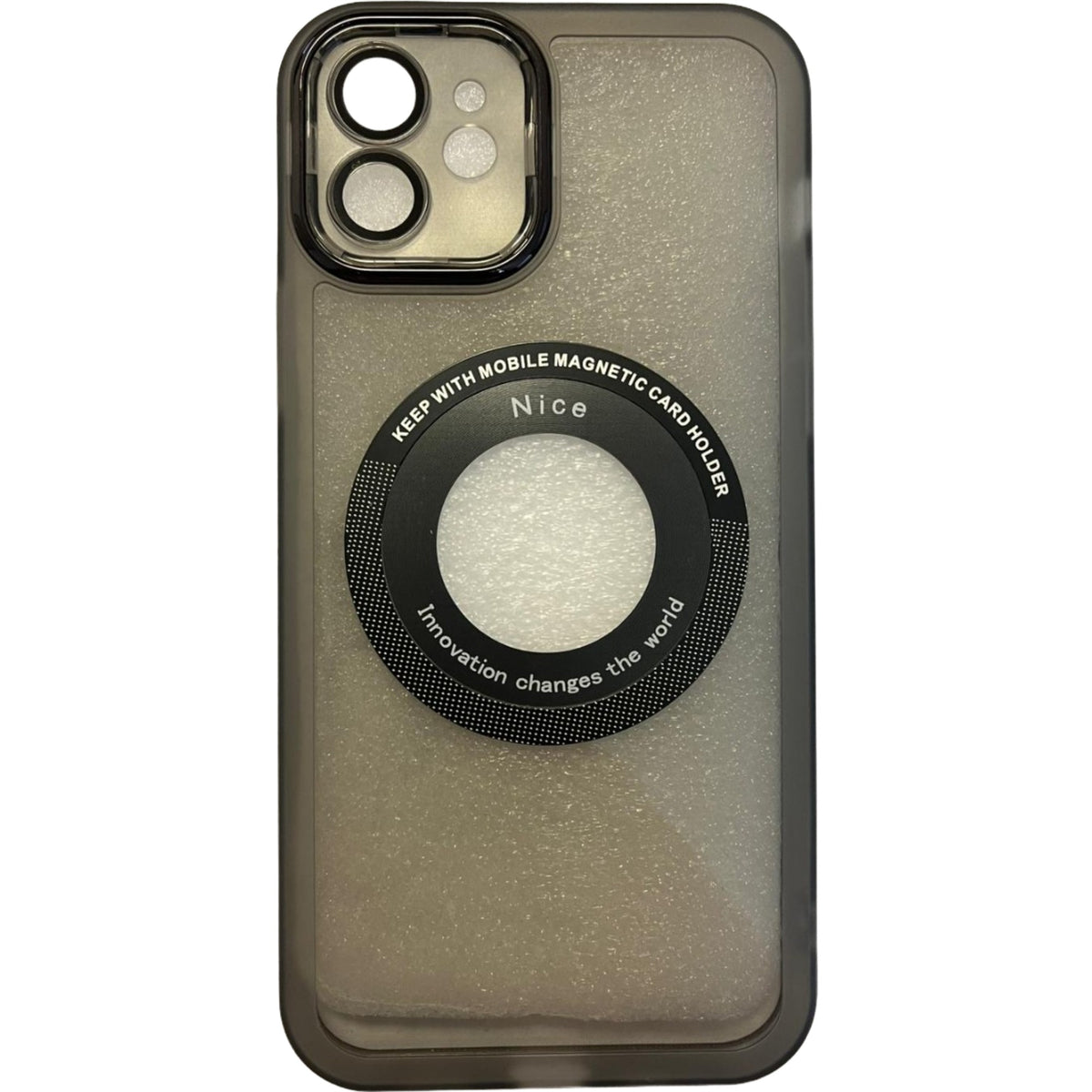 Husa protectie Kaveny pentru Apple iPhone 12 decupaj logo, magnetica, Protectie Camera, Negru