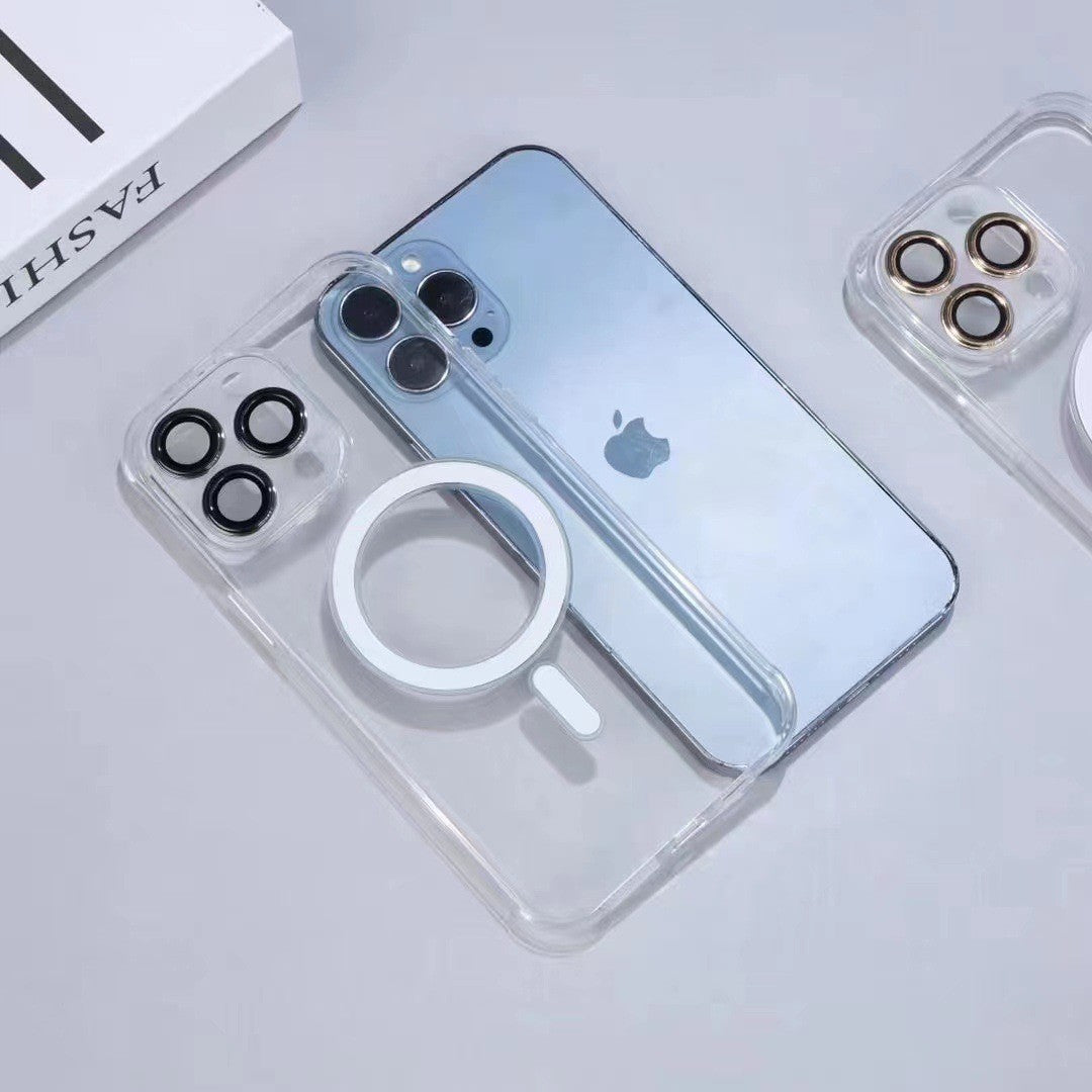 Husa protectie Kaveny pentru Apple iPhone 14 Pro Max, MagSafe Silicone, Protectie si folie camera inclusa, protectie camera, Transparent