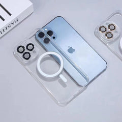 Husa protectie Kaveny pentru Apple iPhone 14 Pro Max, MagSafe Silicone, Protectie si folie camera inclusa, protectie camera, Transparent