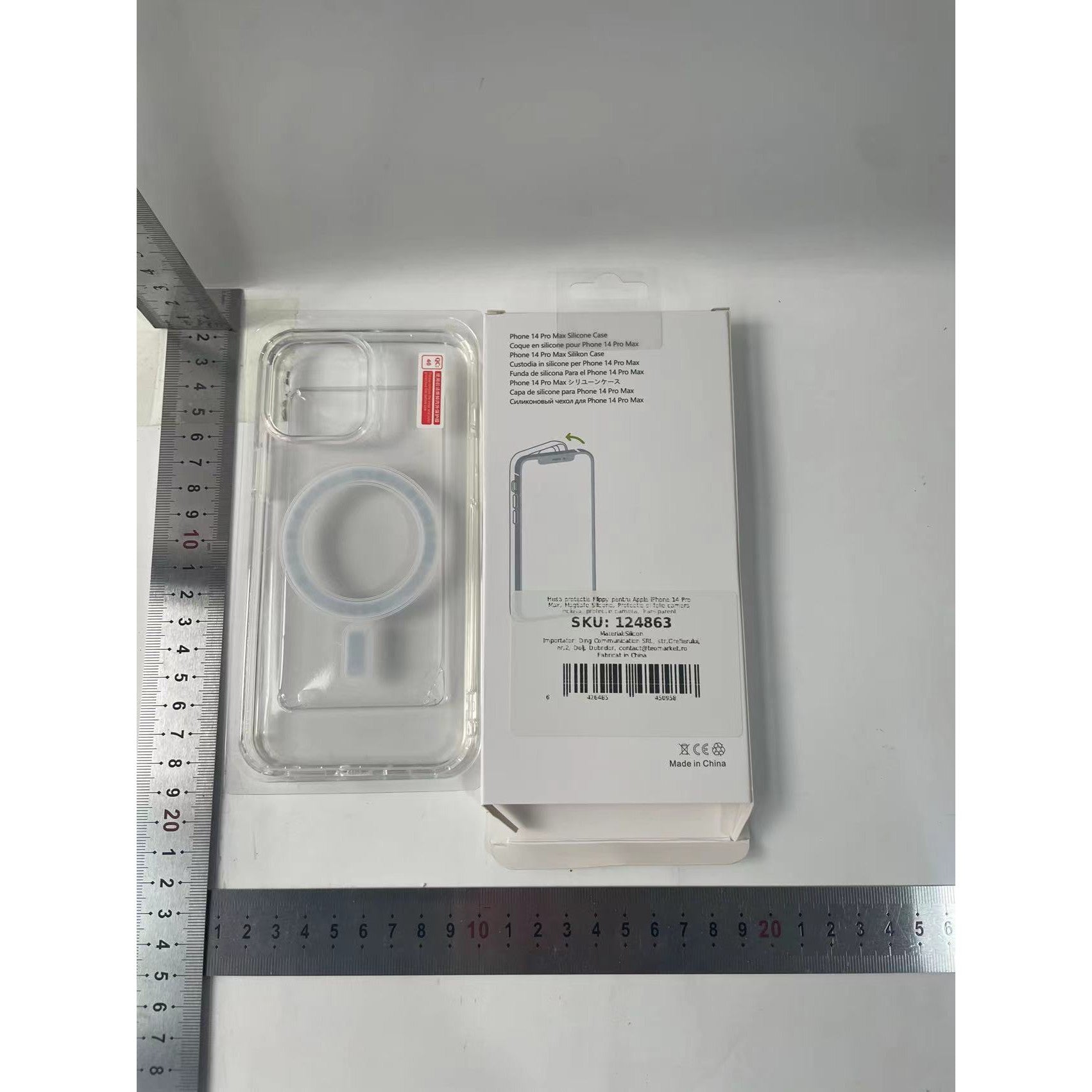 Husa protectie Kaveny pentru Apple iPhone 14 Pro Max, MagSafe Silicone, Protectie si folie camera inclusa, protectie camera, Transparent