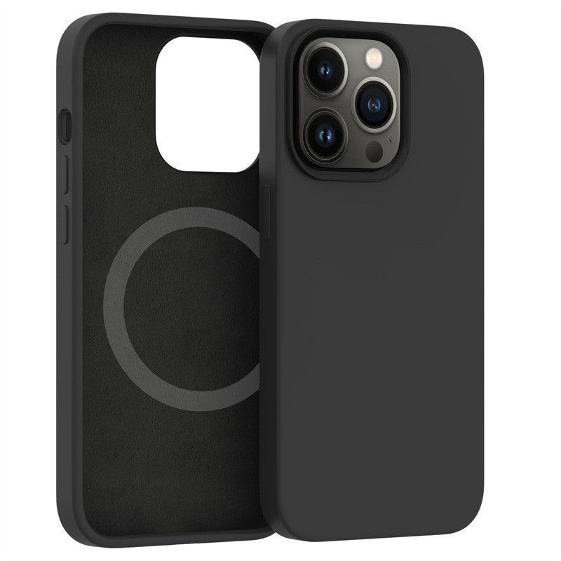 Husa protectie Kaveny pentru iPhone 14 Mag Safe, 2 in 1 incarcare si magnet, Soft silicone, Negru