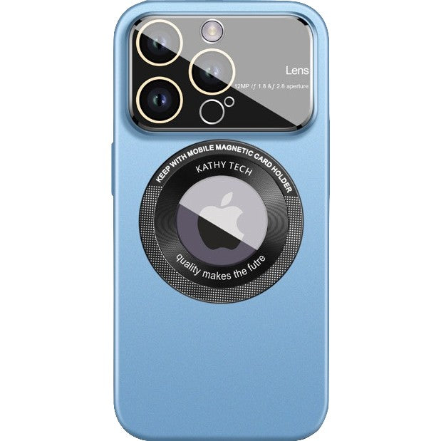 Husa protectie MagSafe Kathy Tech, Kaveny, pentru Apple iPhone 13 Pro Max, Dublu Cerc, Albastru Deschis