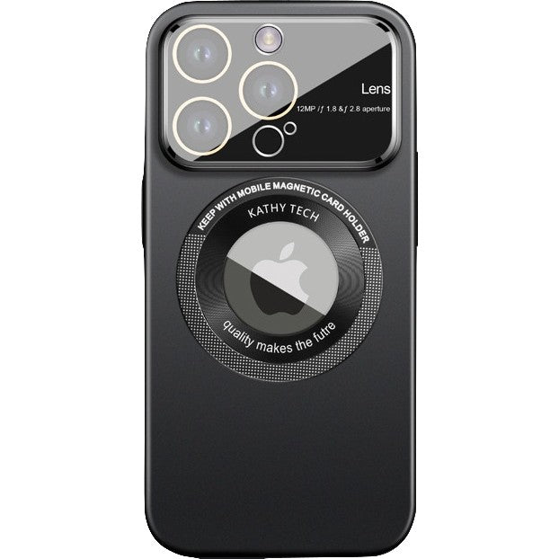 Husa protectie MagSafe Kathy Tech, Kaveny, pentru Apple iPhone 14, Dublu Cerc, Negru