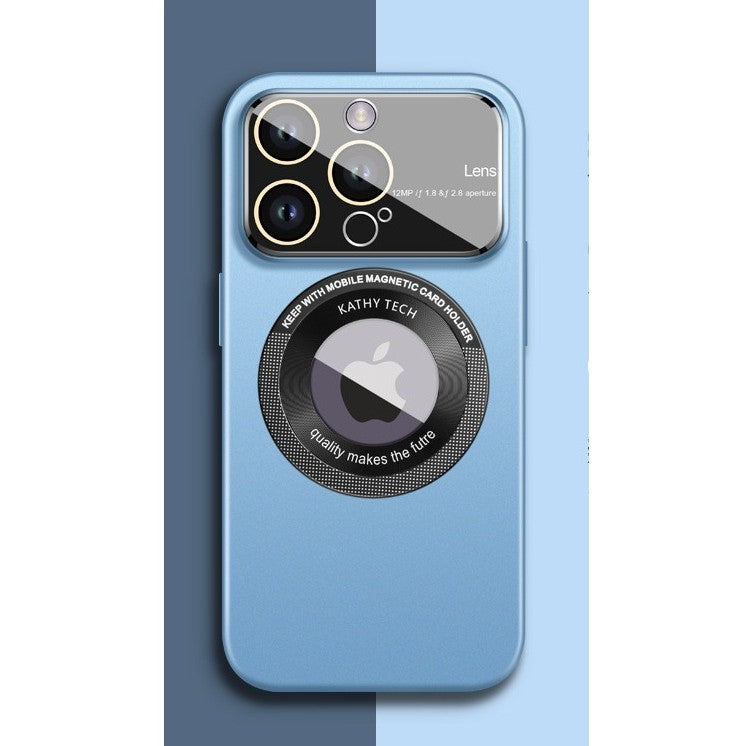 Husa protectie MagSafe Kathy Tech, Kaveny, pentru Apple iPhone 14 Plus, Dublu Cerc, Albastru Deschis