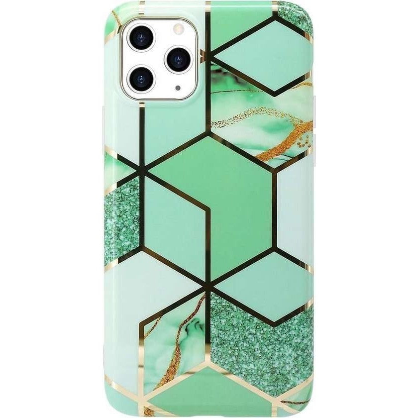 Husa protectie pentru Apple iPhone 11 Pro Soft IMD TPU Marble Geometric Verde