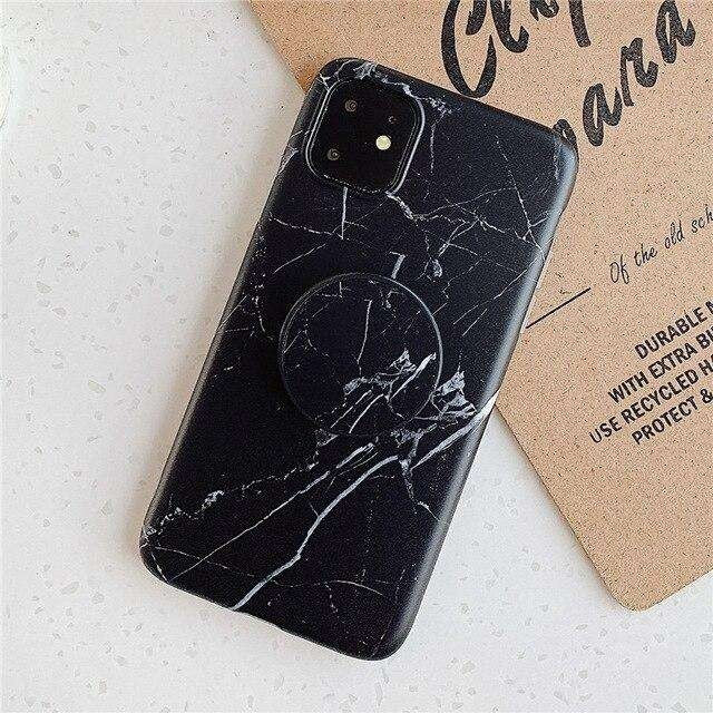 Husa protectie pentru Apple iPhone 7/8/SE 2020 Soft IMD TPU Marble Negru cu Suport inclus