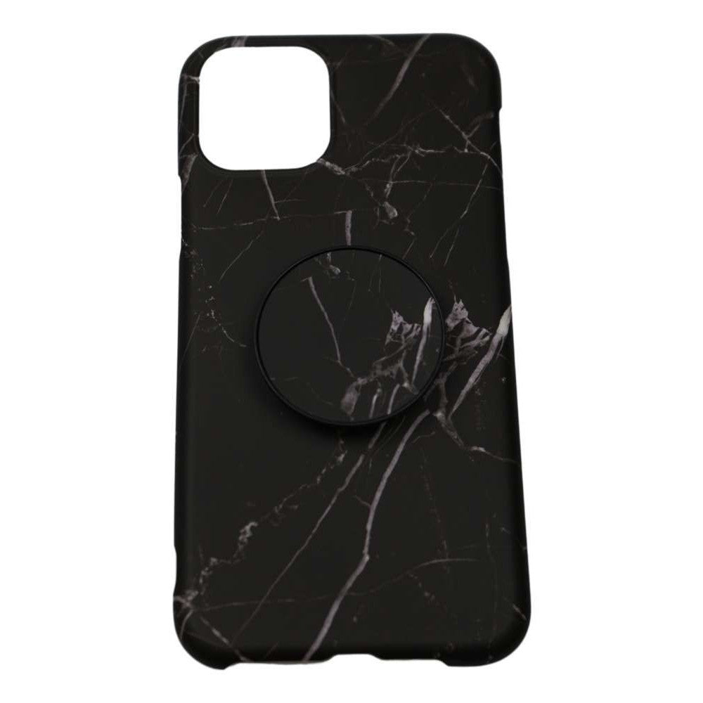Husa protectie pentru Apple iPhone XR Soft IMD TPU Marble Negru cu Suport inclus