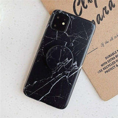 Husa protectie pentru Apple iPhone XR Soft IMD TPU Marble Negru cu Suport inclus