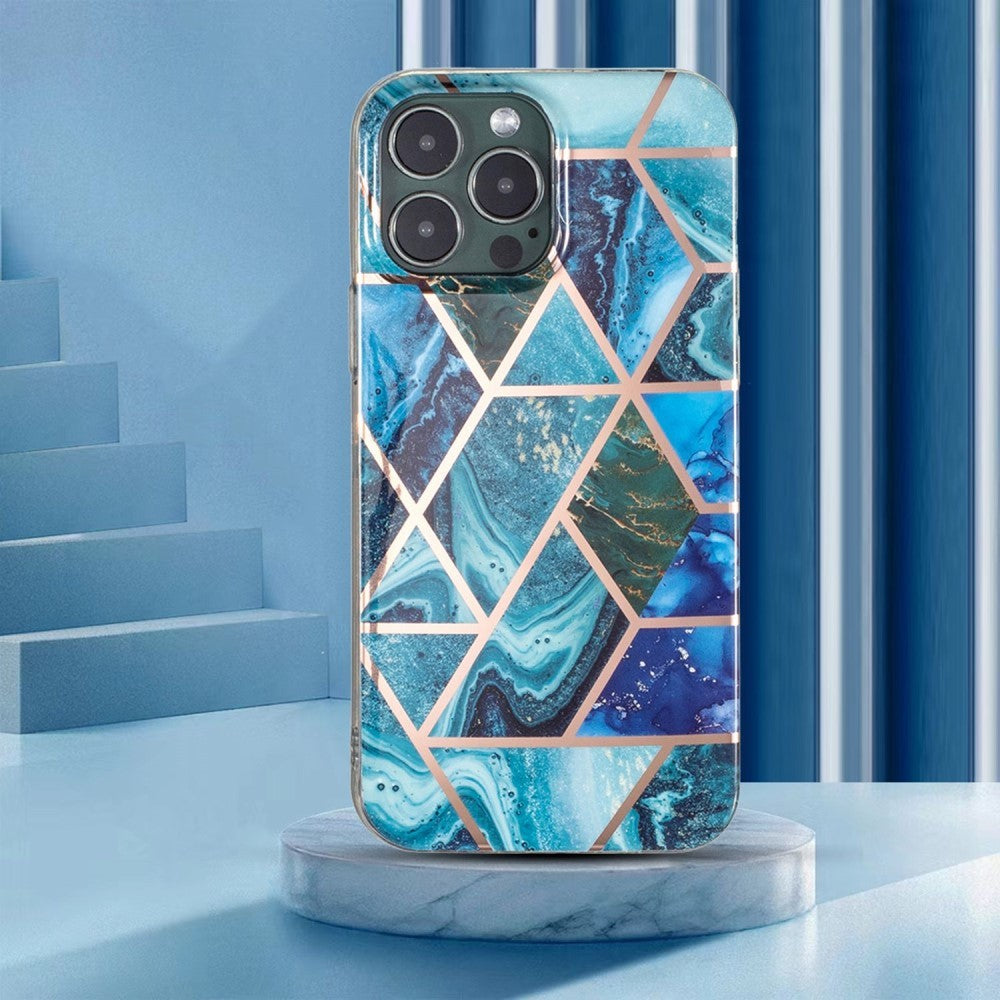 Husa protectie pentru Samsung A51 Soft IMD TPU Marble Geometric Albastru