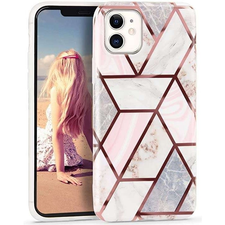 Husa protectie pentru Samsung A71 Soft IMD TPU Marble Geometric Alb