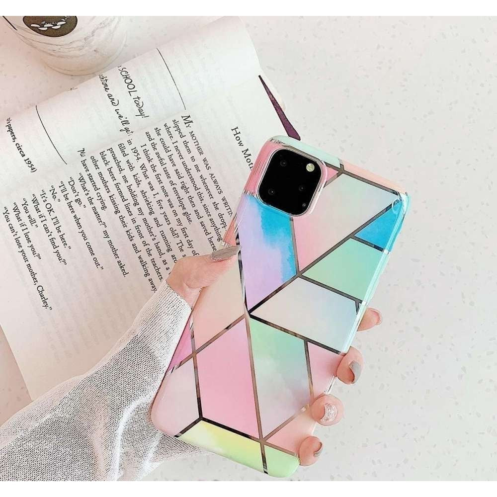 Husa protectie pentru Samsung A71 Soft IMD TPU Marble Geometric Roz
