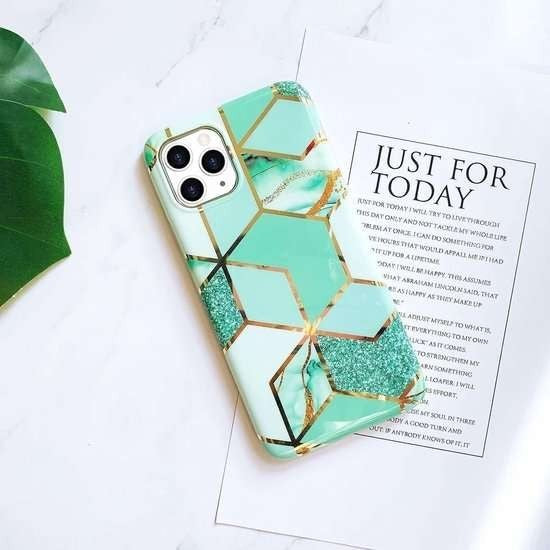Husa protectie pentru Samsung S20 Plus Soft IMD TPU Marble Geometric Verde