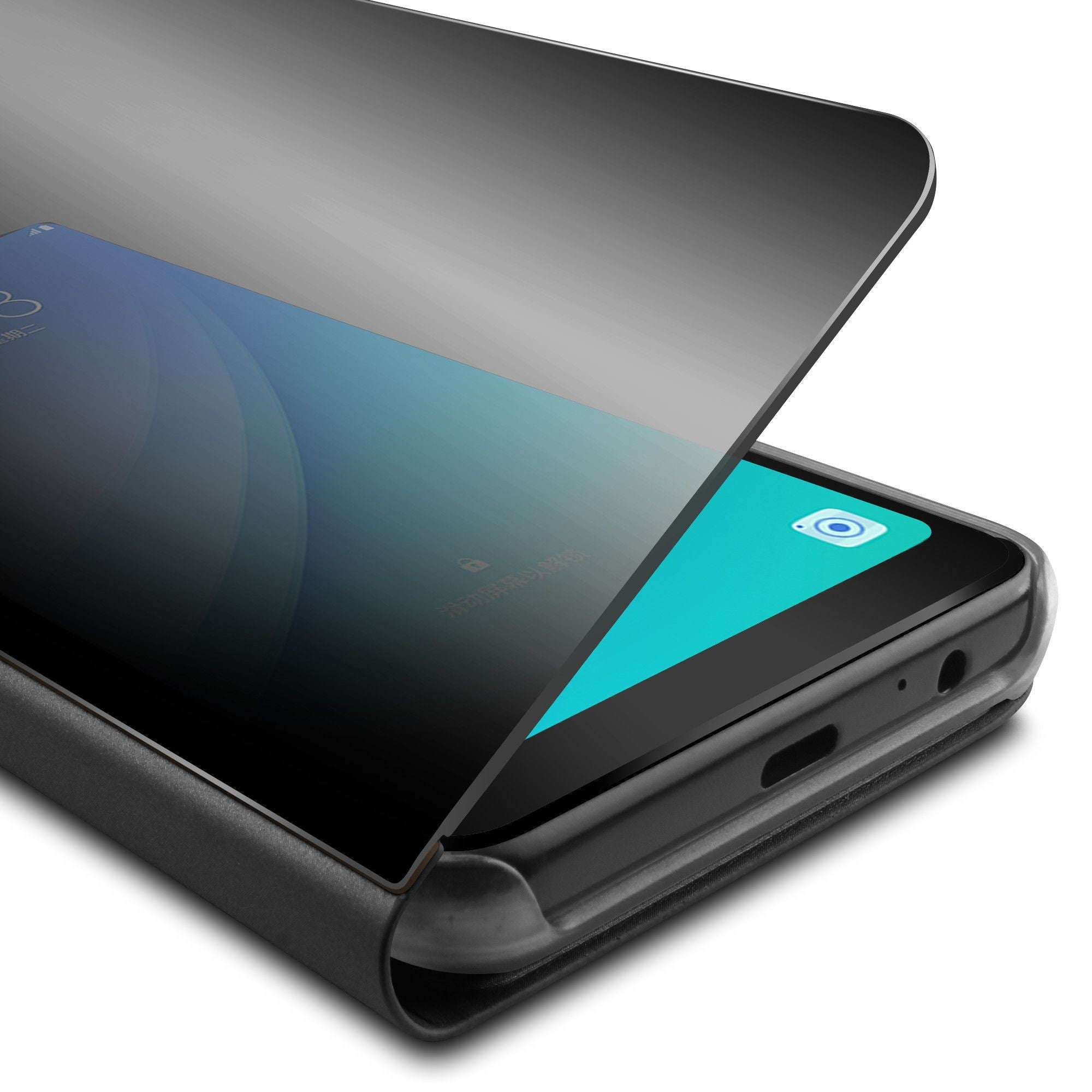 Husa Samsung Galaxy A8 2018 Flip Cover Oglinda Negru