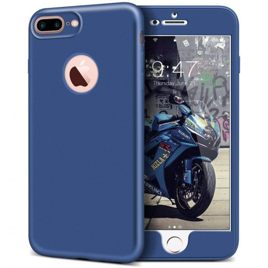 Husa Samsung Galaxy Note 8 Full Silicone 360 Albastru + Folie de protectie