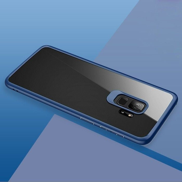 Husa Samsung Galaxy S9 Plus Tpu Transparent cu margini colorate albastru