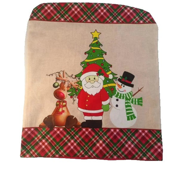 Husa Scaun Craciun, Kadeny, Model 1 Mos Craciun, Ren, Om de Zapada, 45x56cm, din Textil, Multicolor