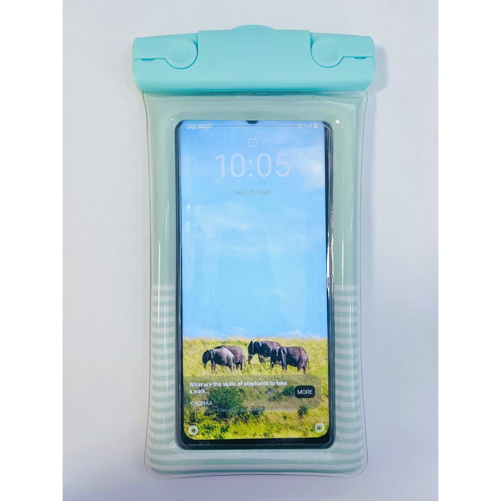 Husa subacvatica Cushion Waterproof Kaveny, Snowproof, Universala, Dungata, cu Snur, pentru telefon sau documente, Verde Menta