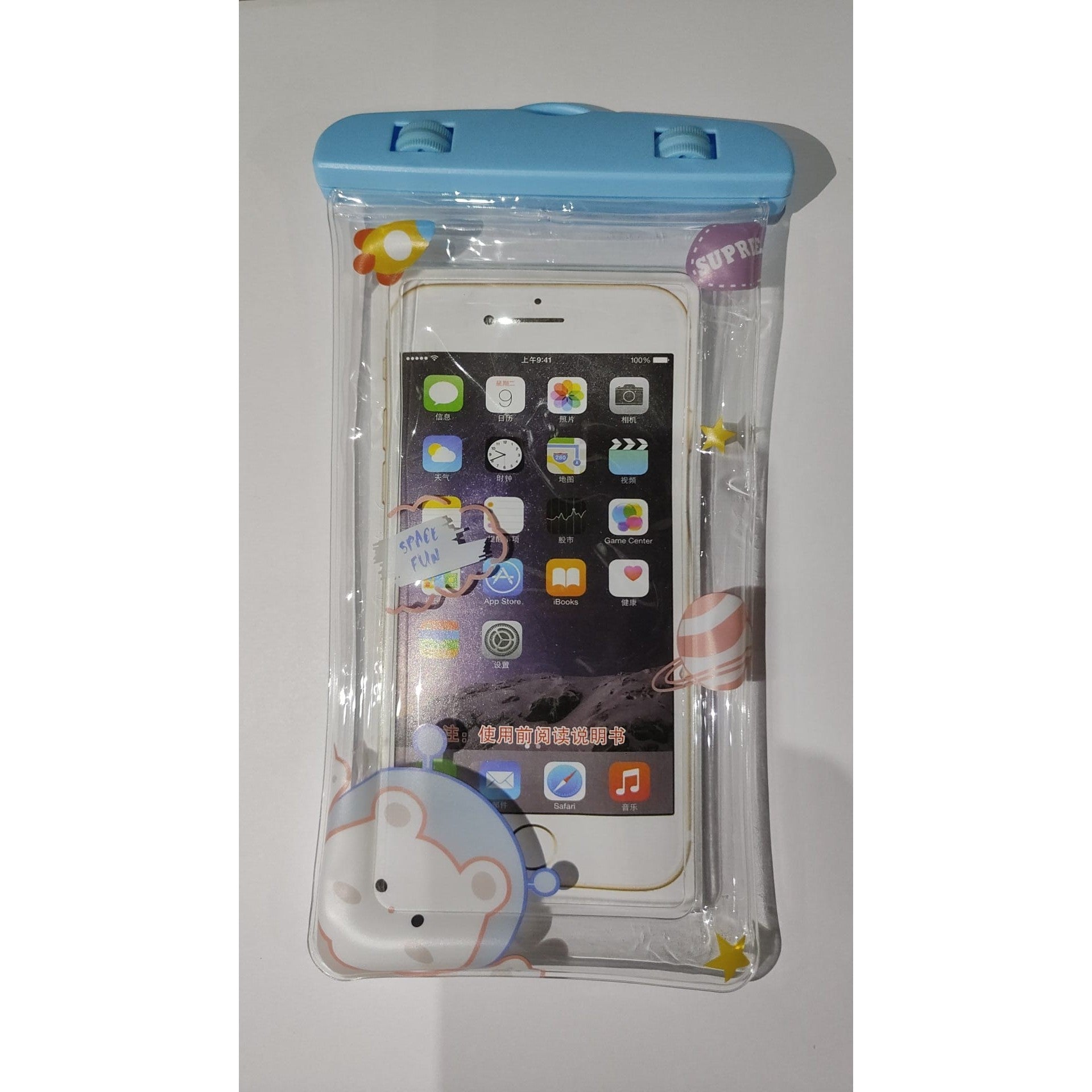 Husa subacvatica Fruity Waterproof Kaveny, Snowproof, Universala, Impermeabila, cu Snur, pentru telefon sau documente, Model 1, Albastru deschis