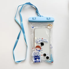Husa subacvatica Glitter Kids Waterproof Kaveny, Snowproof, Universala, cu Snur, pentru telefon sau documente, Tea Girl, Albastru