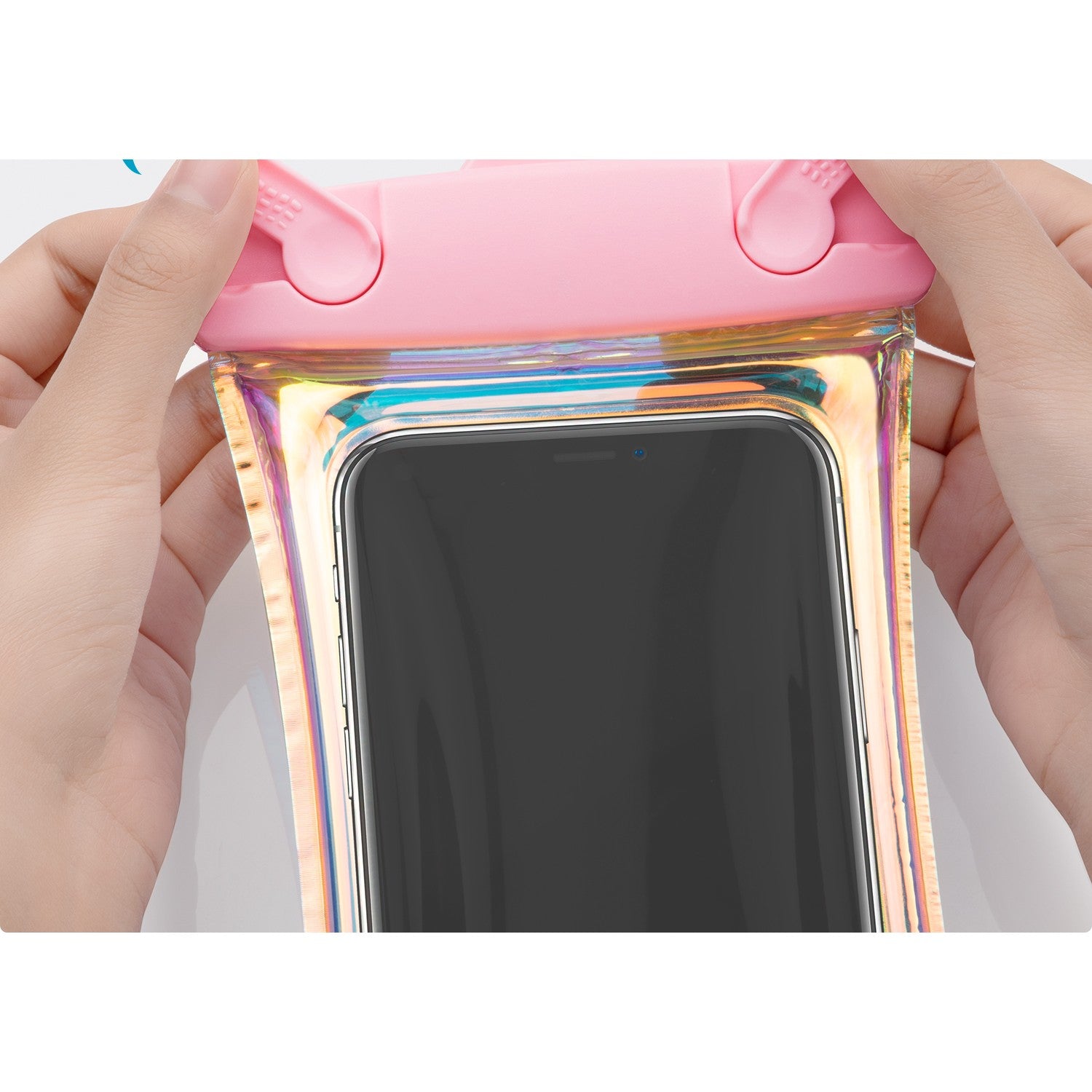 Husa subacvatica Holografica Waterproof Kaveny, Snowproof, Universala, Impermeabila, cu Snur, pentru telefon sau documente, Roz