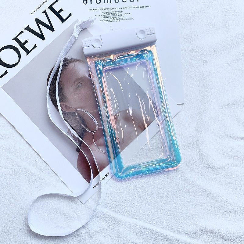 Husa subacvatica Holografica Waterproof Kaveny, Snowproof, Universala, Impermeabila, cu Snur, pentru telefon sau documente, Alb