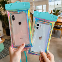 Husa subacvatica Holografica Waterproof Kaveny, Snowproof, Universala, Impermeabila, cu Snur, pentru telefon sau documente, Bleu