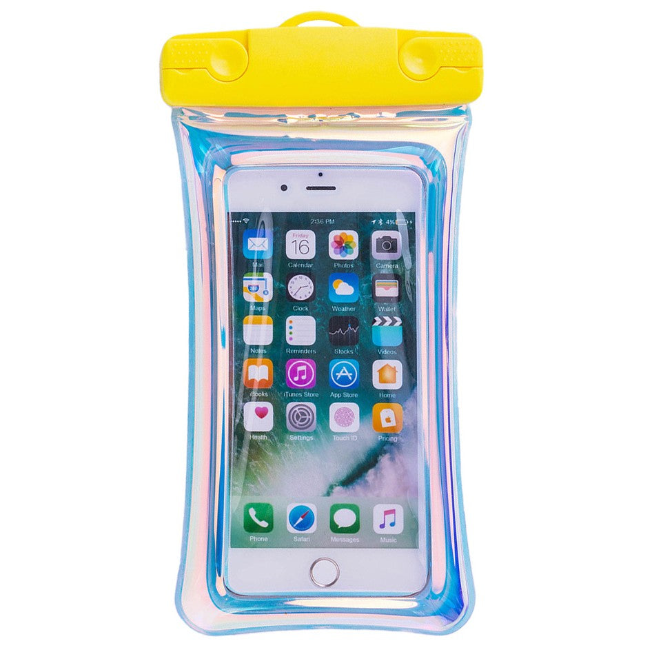 Husa subacvatica Holografica Waterproof Kaveny, Snowproof, Universala, Impermeabila, cu Snur, pentru telefon sau documente, Galben