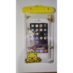 Husa subacvatica Kids Waterproof Kaveny, Snowproof, Universala, cu Snur, pentru telefon sau documente, Bear, Galben