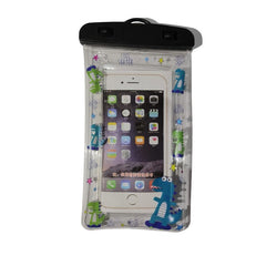 Husa subacvatica Kids Waterproof Kaveny, Snowproof, Universala, cu Snur, pentru telefon sau documente, Dino, Negru