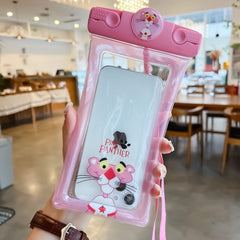 Husa subacvatica Mascot Waterproof Kaveny, Snowproof, Universala, cu Snur, pentru telefon sau documente, Pantera, Roz