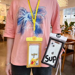 Husa subacvatica Mascot Waterproof Kaveny, Snowproof, Universala, cu Snur, pentru telefon sau documente, Sup, Alb-Negru