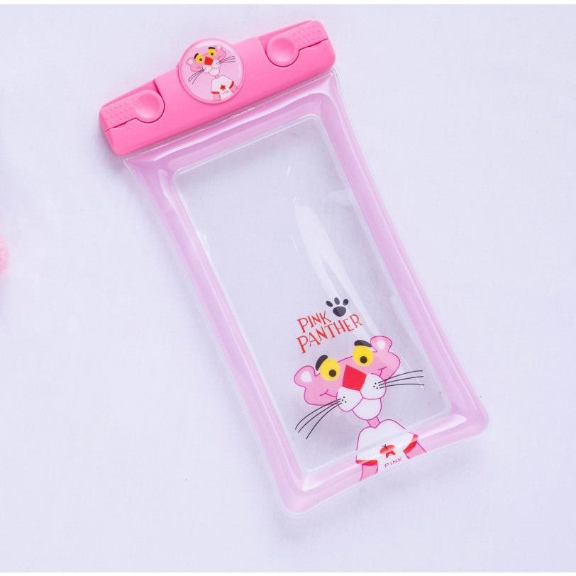 Husa subacvatica Mascot Waterproof Kaveny, Snowproof, Universala, cu Snur, pentru telefon sau documente, Pantera, Roz