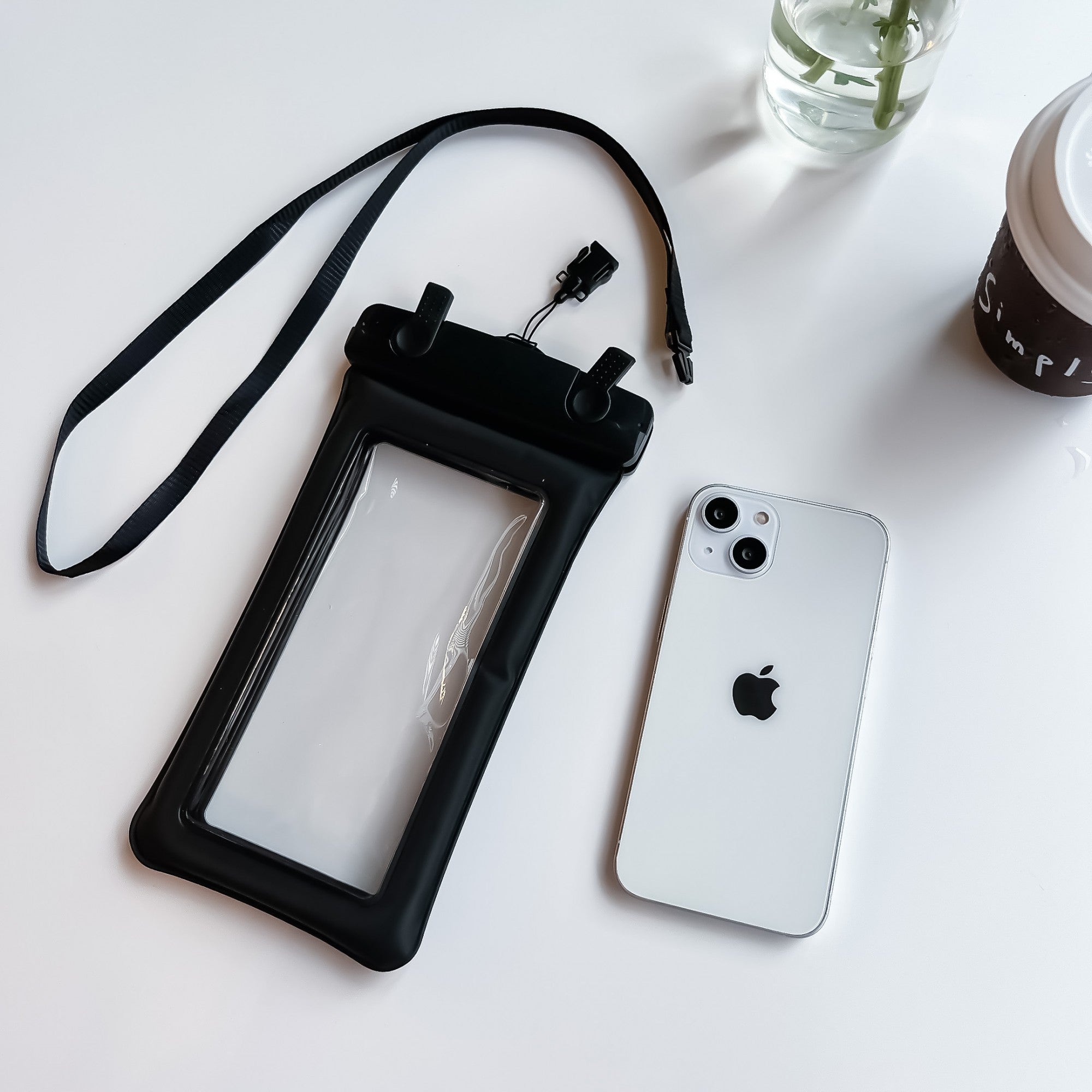 Husa subacvatica Matte Cushion Waterproof Kaveny, Snowproof, Universala, cu Snur, pentru telefon sau documente, Negru