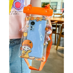 Husa subacvatica Waterproof Kaveny, Snowproof, Universala, Impermeabila, pentru telefon sau documente, cu snur, Orange Girl, Portocaliu